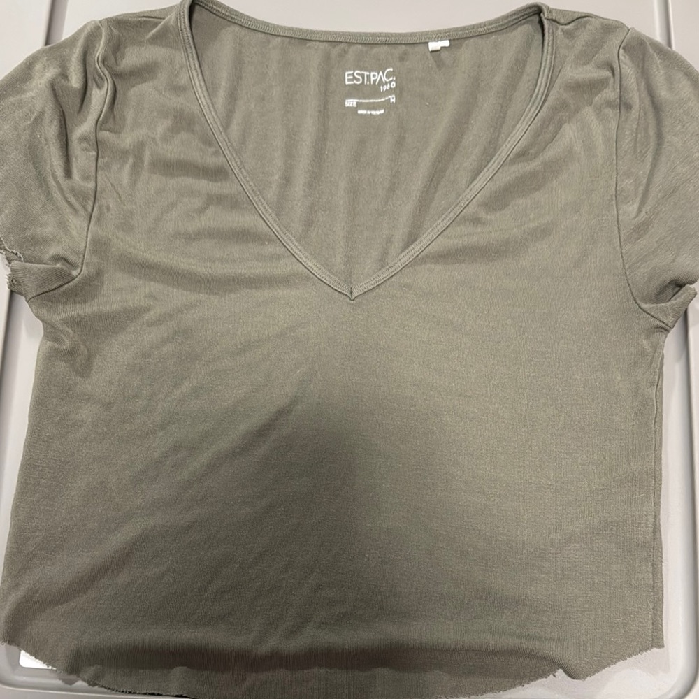 PacSun Green Crop Fitted T-Shirt